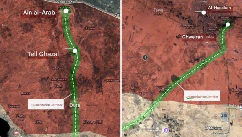 Syrian Army opens two humanitarian corridors with Hasakah and Ain al-Arab