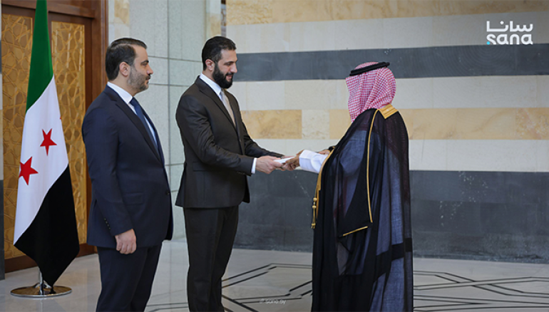 Al-Sharaa accepts credentials of ambassadors from Saudi Arabia, Italy, Armenia