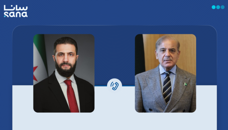 Al-Sharaa discusses regional developments with Pakistani Prime Minister