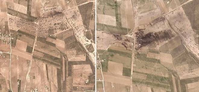 Satellite photos show aftermath of strike in northern Syria