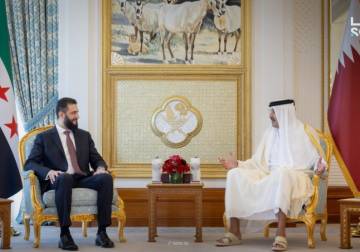 President al-Sharaa, Qatar’s Emir discuss ties and regional developments in Doha