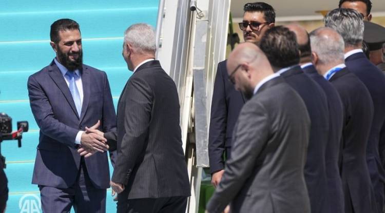 President al-Sharaa arrives in Ankara
