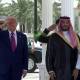 MBS welcomes US president in an official ceremony at al-Yamamah Palace